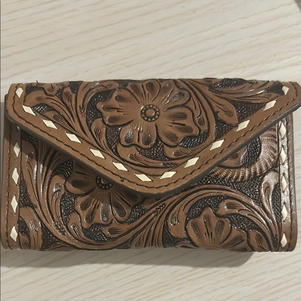 Floral Embossed Leather Wallet